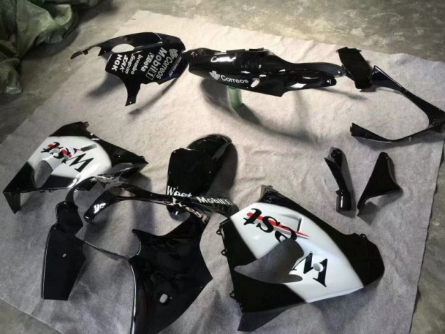 2000-2001 Glossy Black White Kawasaki ZX9R Motorbike Fairing Kits for Sale