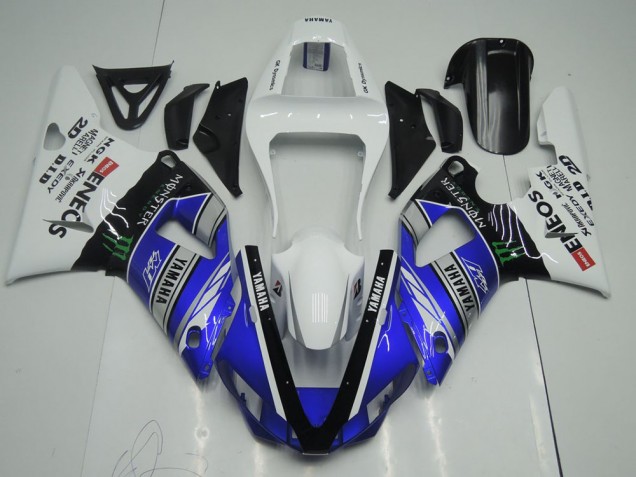 2000-2001 Blue White ENEOS Monster Yamaha YZF R1 Motor Bike Fairings for Sale 2000-2001 Blue White ENEOS Monster Yamaha YZF R1 Motor Bike Fairings for Sale