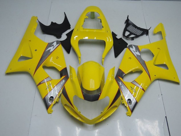 2000-2002 Yellow and Grey Suzuki GSXR 1000 Motorcycle Fairings Kits for Sale 2000-2002 Yellow and Grey Suzuki GSXR 1000 Motorcycle Fairings Kits for Sale