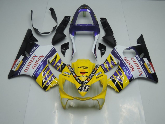 2001-2003 Yellow White Nastro Azzurro Honda CBR600 F4i Motorbike Fairing for Sale 2001-2003 Yellow White Nastro Azzurro Honda CBR600 F4i Motorbike Fairing for Sale