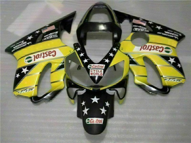 2001-2003 Yellow Black Castrol Cycle World Honda CBR600 F4i Motorcycle Bodywork for Sale 2001-2003 Yellow Black Castrol Cycle World Honda CBR600 F4i Motorcycle Bodywork for Sale