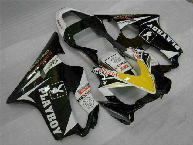 2001-2003 Yellow Silver Black Playboy Honda CBR600 F4i Motorcycle Fairing Kit for Sale 2001-2003 Yellow Silver Black Playboy Honda CBR600 F4i Motorcycle Fairing Kit for Sale