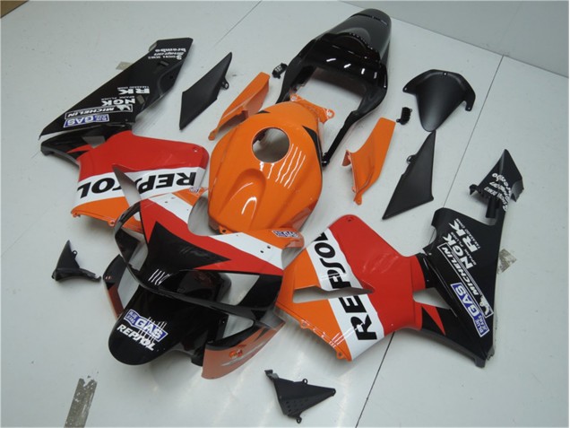 2003-2004 Orange Red Black Repsol Honda CBR600RR Motor Bike Fairings for Sale 2003-2004 Orange Red Black Repsol Honda CBR600RR Motor Bike Fairings for Sale