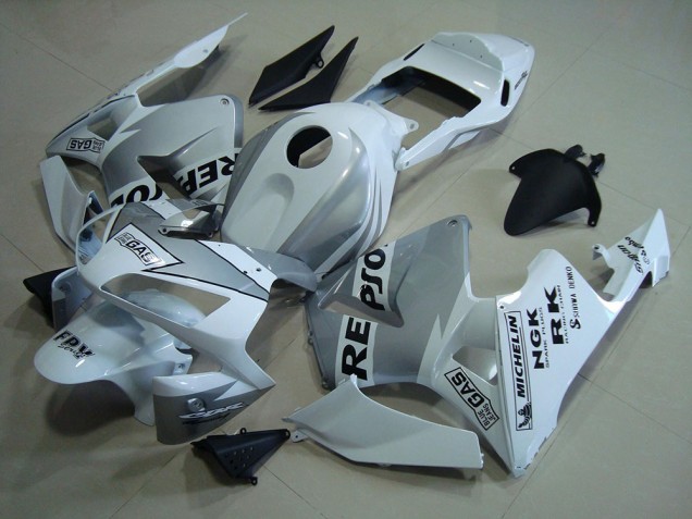 2003-2004 Repsol White Silver Honda CBR600RR Motorcycle Fairings Kits for Sale 2003-2004 Repsol White Silver Honda CBR600RR Motorcycle Fairings Kits for Sale