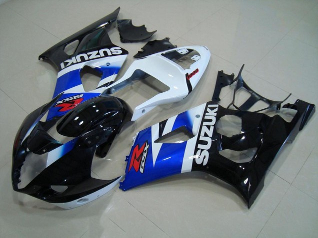 2003-2004 Black Blue White Suzuki GSXR 1000 Motorcycle Fairing Kit for Sale 2003-2004 Black Blue White Suzuki GSXR 1000 Motorcycle Fairing Kit for Sale