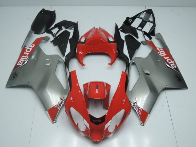 2003-2006 Silver and Red Aprilia RSV1000 Motorbike Fairing Kits for Sale 2003-2006 Silver and Red Aprilia RSV1000 Motorbike Fairing Kits for Sale