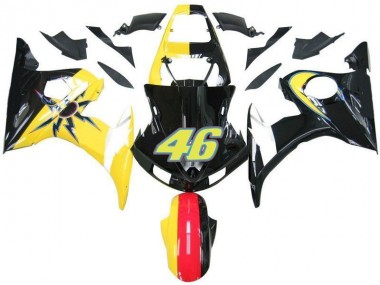2003-2005 Black Yellow No. 46 Yamaha YZF R6 Motorcycle Fairings for Sale