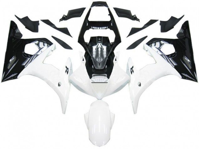 2003-2005 Black White Yamaha YZF R6 Motorcycle Fairing Kits for Sale