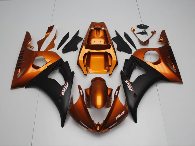 2003-2005 Brown and Matte Black Yamaha YZF R6 Bike Fairings for Sale