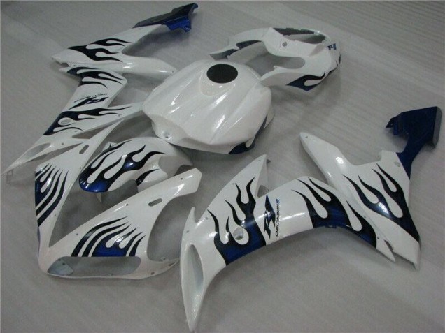 2004-2006 White Blue Flame Yamaha YZF R1 Replacement Fairings for Sale 2004-2006 White Blue Flame Yamaha YZF R1 Replacement Fairings for Sale