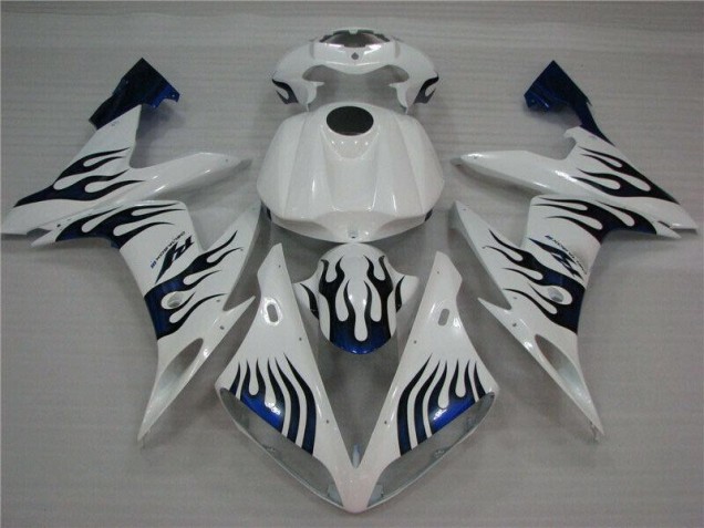 2004-2006 White Blue Flame Yamaha YZF R1 Replacement Fairings for Sale 2004-2006 White Blue Flame Yamaha YZF R1 Replacement Fairings for Sale