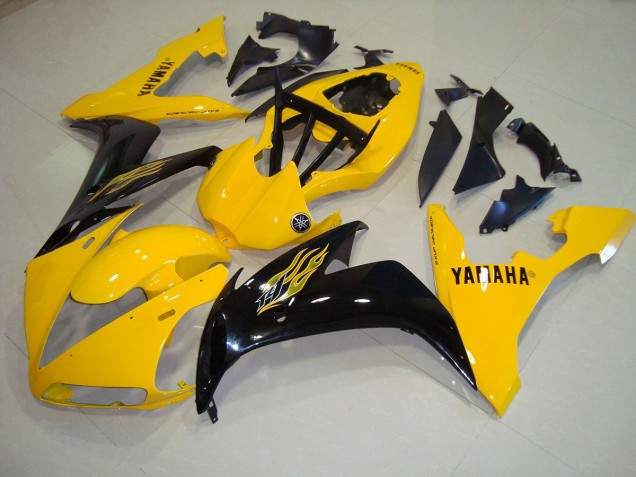 2004-2006 Yellow Black Flame Yamaha YZF R1 Replacement Motorcycle Fairings for Sale 2004-2006 Yellow Black Flame Yamaha YZF R1 Replacement Motorcycle Fairings for Sale