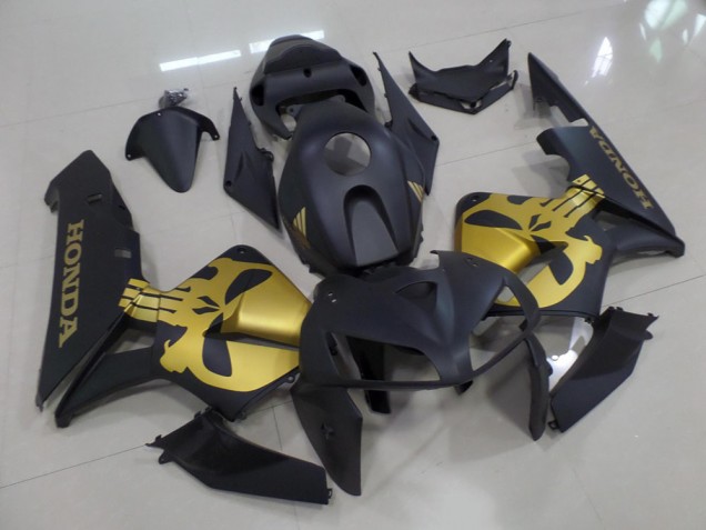 2005-2006 Matte Black with Gold Skull Honda CBR600RR Moto Fairings for Sale 2005-2006 Matte Black with Gold Skull Honda CBR600RR Moto Fairings for Sale