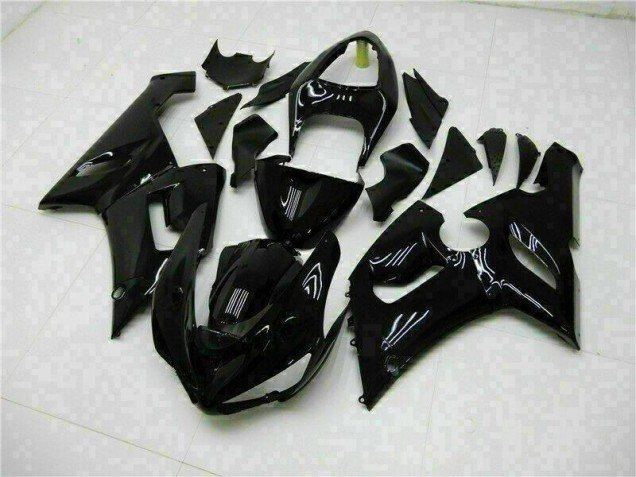 2005-2006 Glossy Black Kawasaki ZX6R Motor Fairings for Sale 2005-2006 Glossy Black Kawasaki ZX6R Motor Fairings for Sale