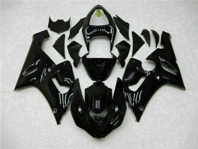 2005-2006 Glossy Black Kawasaki ZX6R Motor Fairings for Sale 2005-2006 Glossy Black Kawasaki ZX6R Motor Fairings for Sale