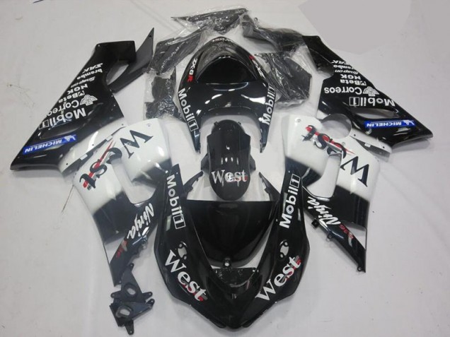 2005-2006 White Black Kawasaki ZX6R Motorcycle Fairing for Sale 2005-2006 White Black Kawasaki ZX6R Motorcycle Fairing for Sale