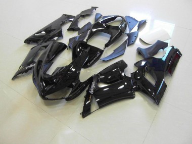 2005-2006 Glossy Black Silver Decals Kawasaki ZX6R Motorcycle Fairings Kit for Sale