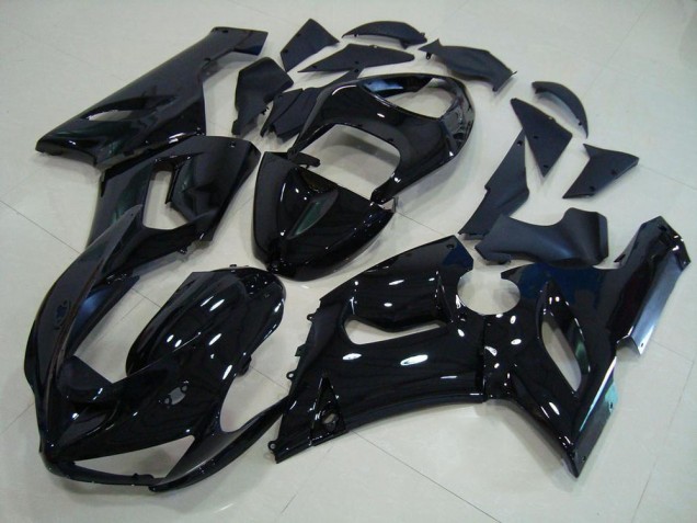2005-2006 Glossy Black Kawasaki ZX6R Motorcycle Fairings for Sale 2005-2006 Glossy Black Kawasaki ZX6R Motorcycle Fairings for Sale