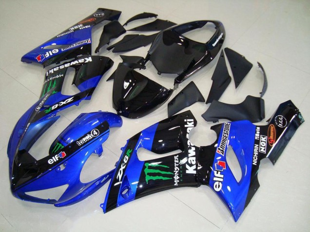 2005-2006 Candy Blue Monster Kawasaki ZX6R Motorcycle Fairing Kits for Sale 2005-2006 Candy Blue Monster Kawasaki ZX6R Motorcycle Fairing Kits for Sale