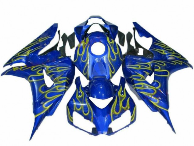 2006-2007 Yellow Flame Blue Honda CBR1000RR Replacement Fairings for Sale 2006-2007 Yellow Flame Blue Honda CBR1000RR Replacement Fairings for Sale