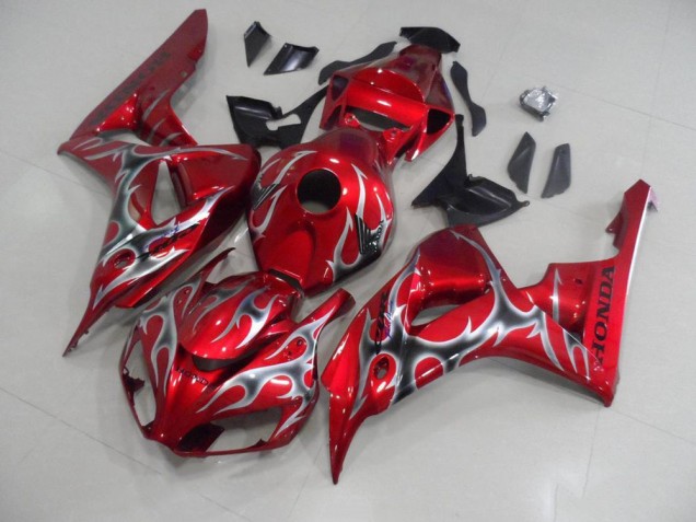 2006-2007 Red with Black Grey Flame Honda CBR1000RR Motorcycle Bodywork for Sale 2006-2007 Red with Black Grey Flame Honda CBR1000RR Motorcycle Bodywork for Sale