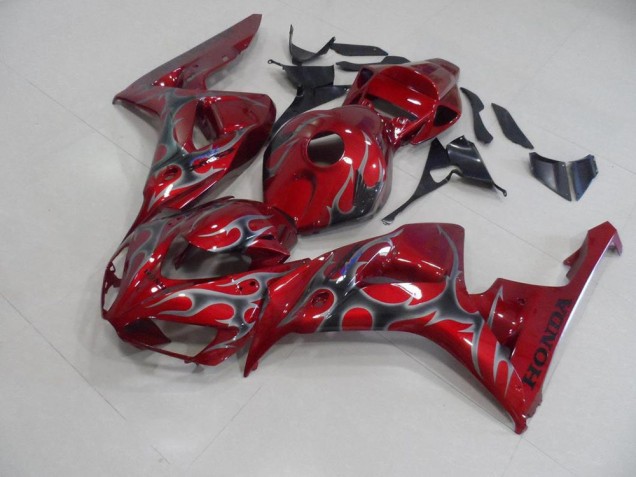 2006-2007 Red Silver Flame Honda CBR1000RR Motorcycle Fairings Kits for Sale 2006-2007 Red Silver Flame Honda CBR1000RR Motorcycle Fairings Kits for Sale