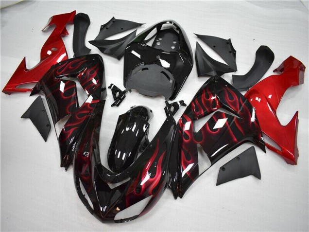 2006-2007 Red Flame Kawasaki ZX10R Motorcycle Fairings Kit for Sale 2006-2007 Red Flame Kawasaki ZX10R Motorcycle Fairings Kit for Sale