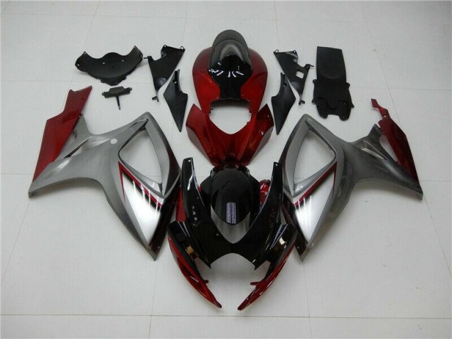 2006-2007 Red Silver Suzuki GSXR 600/750 Bike Fairing Kit for Sale 2006-2007 Red Silver Suzuki GSXR 600/750 Bike Fairing Kit for Sale