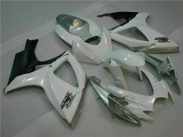 2006-2007 White Silver Suzuki GSXR 600/750 Motorcycle Fairings Kit for Sale 2006-2007 White Silver Suzuki GSXR 600/750 Motorcycle Fairings Kit for Sale