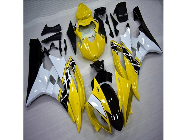 2006-2007 Yellow White Black Yamaha YZF R6 Motorbike Fairing Kits for Sale 2006-2007 Yellow White Black Yamaha YZF R6 Motorbike Fairing Kits for Sale