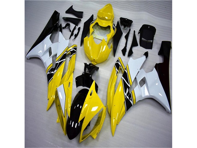 2006-2007 Yellow White Black Yamaha YZF R6 Motorbike Fairing Kits for Sale 2006-2007 Yellow White Black Yamaha YZF R6 Motorbike Fairing Kits for Sale