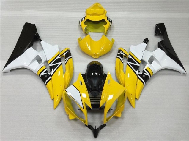 2006-2007 Yellow White Black Yamaha YZF R6 Motorbike Fairing Kits for Sale