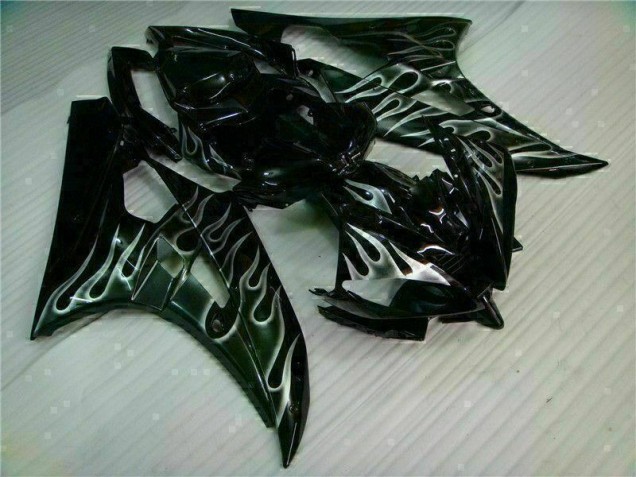 2006-2007 Silver Flame Black Yamaha YZF R6 Motor Fairings for Sale 2006-2007 Silver Flame Black Yamaha YZF R6 Motor Fairings for Sale