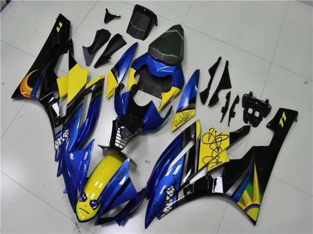 2006-2007 Blue Shark Yamaha YZF R6 Motorcycle Fairings Kits for Sale 2006-2007 Blue Shark Yamaha YZF R6 Motorcycle Fairings Kits for Sale