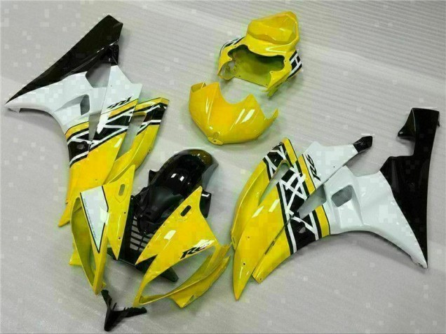 2006-2007 Yellow White Black Yamaha YZF R6 Motorcylce Fairings for Sale 2006-2007 Yellow White Black Yamaha YZF R6 Motorcylce Fairings for Sale