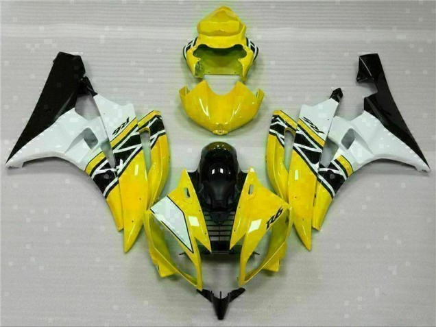 2006-2007 Yellow White Black Yamaha YZF R6 Motorcylce Fairings for Sale 2006-2007 Yellow White Black Yamaha YZF R6 Motorcylce Fairings for Sale
