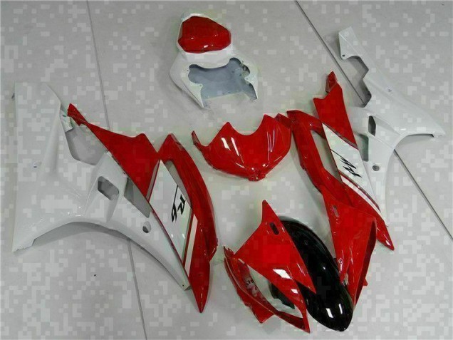 2006-2007 Red White Yamaha YZF R6 Motorcyle Fairings for Sale 2006-2007 Red White Yamaha YZF R6 Motorcyle Fairings for Sale