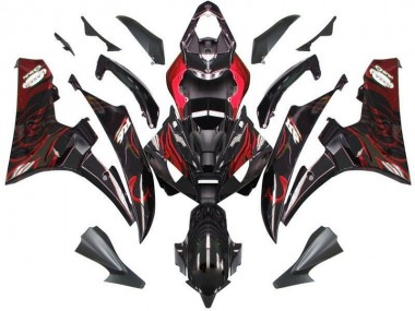 2006-2007 Black Red Flame Yamaha YZF R6 Bike Fairing for Sale