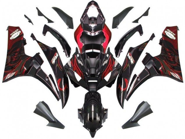 2006-2007 Black Red Flame Yamaha YZF R6 Bike Fairing for Sale