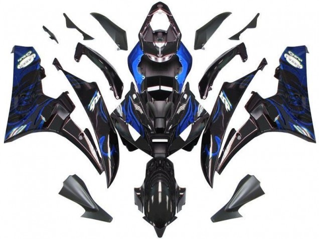 2006-2007 Black Blue Flame Yamaha YZF R6 Motor Bike Fairings for Sale 2006-2007 Black Blue Flame Yamaha YZF R6 Motor Bike Fairings for Sale