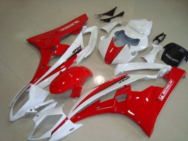 2006-2007 Red White Yamaha YZF R6 Motorcycle Fairing for Sale 2006-2007 Red White Yamaha YZF R6 Motorcycle Fairing for Sale