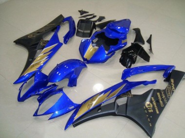 2006-2007 Black Blue with Gold Sticker Yamaha YZF R6 Motorcycle Fairing Kit for Sale