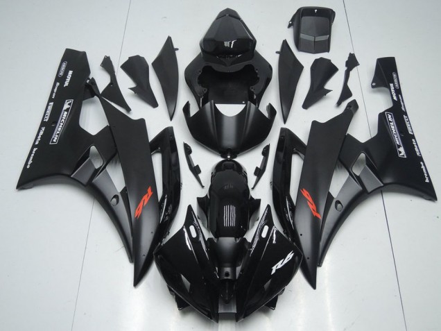 2006-2007 Matte Black and Glossy Black Yamaha YZF R6 Motorbike Fairing Kits for Sale 2006-2007 Matte Black and Glossy Black Yamaha YZF R6 Motorbike Fairing Kits for Sale