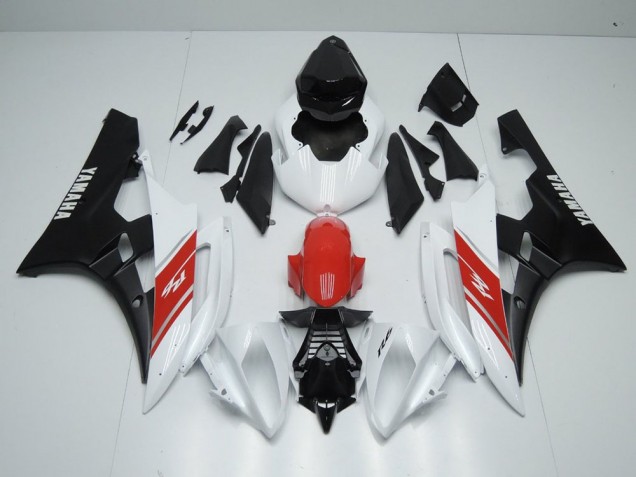 2006-2007 White Red and Matte Black Yamaha YZF R6 Motorbike Fairings for Sale 2006-2007 White Red and Matte Black Yamaha YZF R6 Motorbike Fairings for Sale