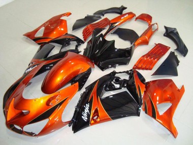 2006-2011 Orange Black Kawasaki ZX14R ZZR1400 Motorbike Fairings for Sale