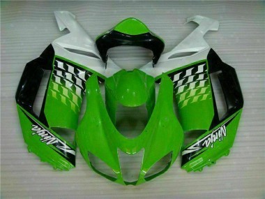 2007-2008 Green White Ninja Kawasaki ZX6R Motorbike Fairing for Sale