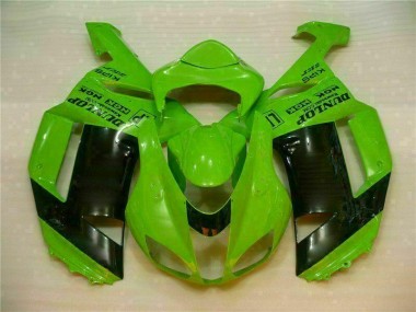 2007-2008 Green Black Dunlop Kawasaki ZX6R Motorbike Fairing Kits for Sale