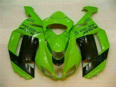 2007-2008 Green Black Dunlop Kawasaki ZX6R Motorbike Fairing Kits for Sale