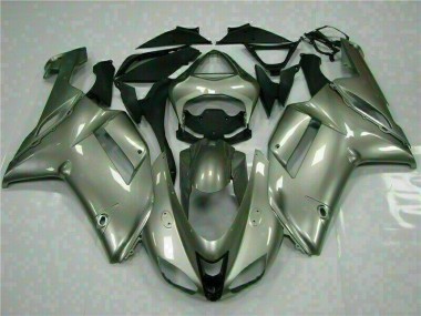 2007-2008 Silver Kawasaki ZX6R Motorcycle Fairings Kits for Sale