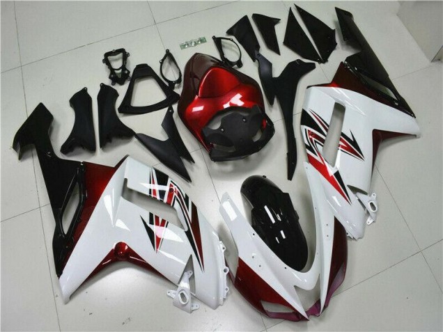 2007-2008 White Black Red Kawasaki ZX6R Motorbike Fairings for Sale 2007-2008 White Black Red Kawasaki ZX6R Motorbike Fairings for Sale